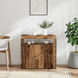 vidaXL Sideboard with LED Lights Old Wood 80x35x75 cm Engineered Wood