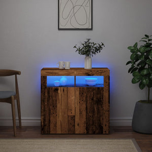 vidaXL Sideboard with LED Lights Old Wood 80x35x75 cm Engineered Wood