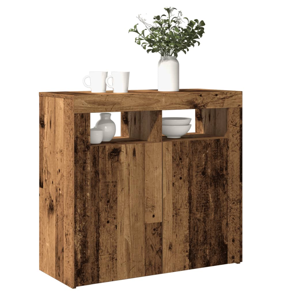 vidaXL Sideboard with LED Lights Old Wood 80x35x75 cm Engineered Wood