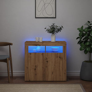 vidaXL Sideboard with LED Lights Artisan Oak 80x35x75 cm Engineered Wood