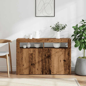 vidaXL Sideboard with LED Lights Old Wood 115.5x30x75 cm Engineered Wood