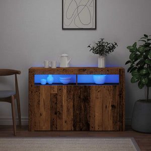 vidaXL Sideboard with LED Lights Old Wood 115.5x30x75 cm Engineered Wood