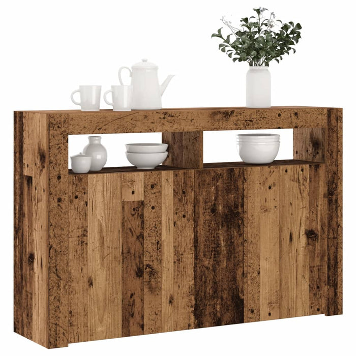 vidaXL Sideboard with LED Lights Old Wood 115.5x30x75 cm Engineered Wood