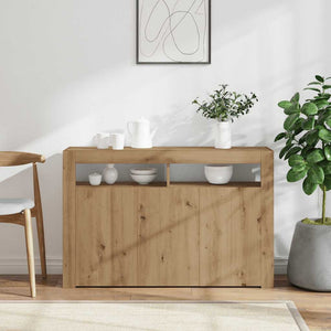 vidaXL Sideboard with LED Lights Artisan Oak 115.5x30x75 cm Engineered Wood