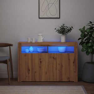 vidaXL Sideboard with LED Lights Artisan Oak 115.5x30x75 cm Engineered Wood