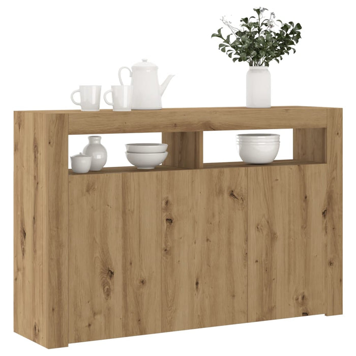 vidaXL Sideboard with LED Lights Artisan Oak 115.5x30x75 cm Engineered Wood