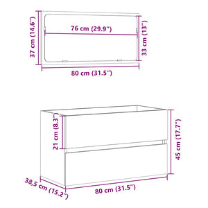 vidaXL Bathroom Cabinet with Mirror Concrete Grey Engineered Wood