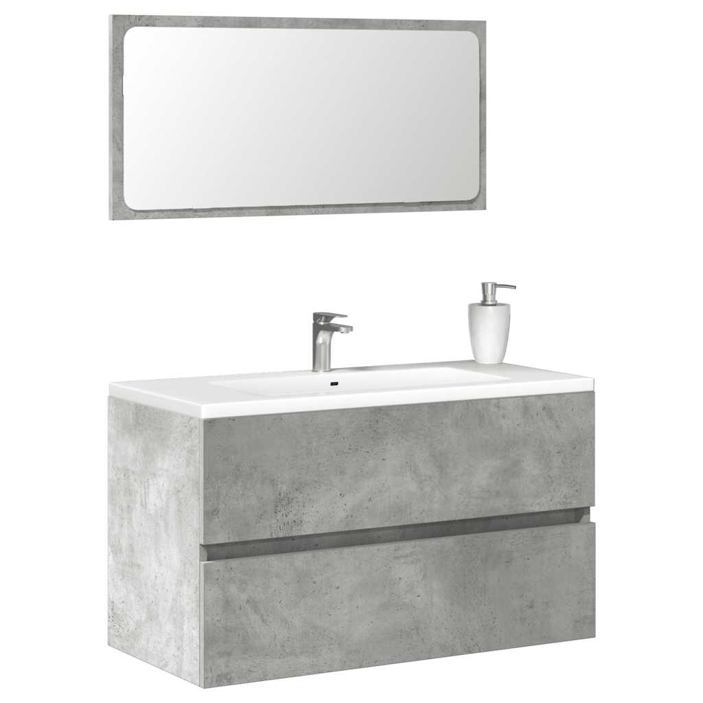 vidaXL Bathroom Cabinet with Mirror Concrete Grey Engineered Wood