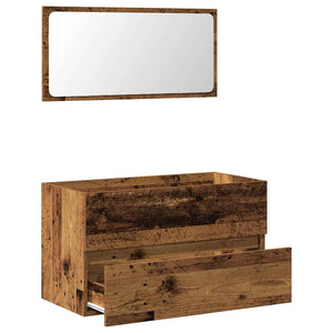 vidaXL Bathroom Cabinet with Mirror Old Wood Engineered Wood