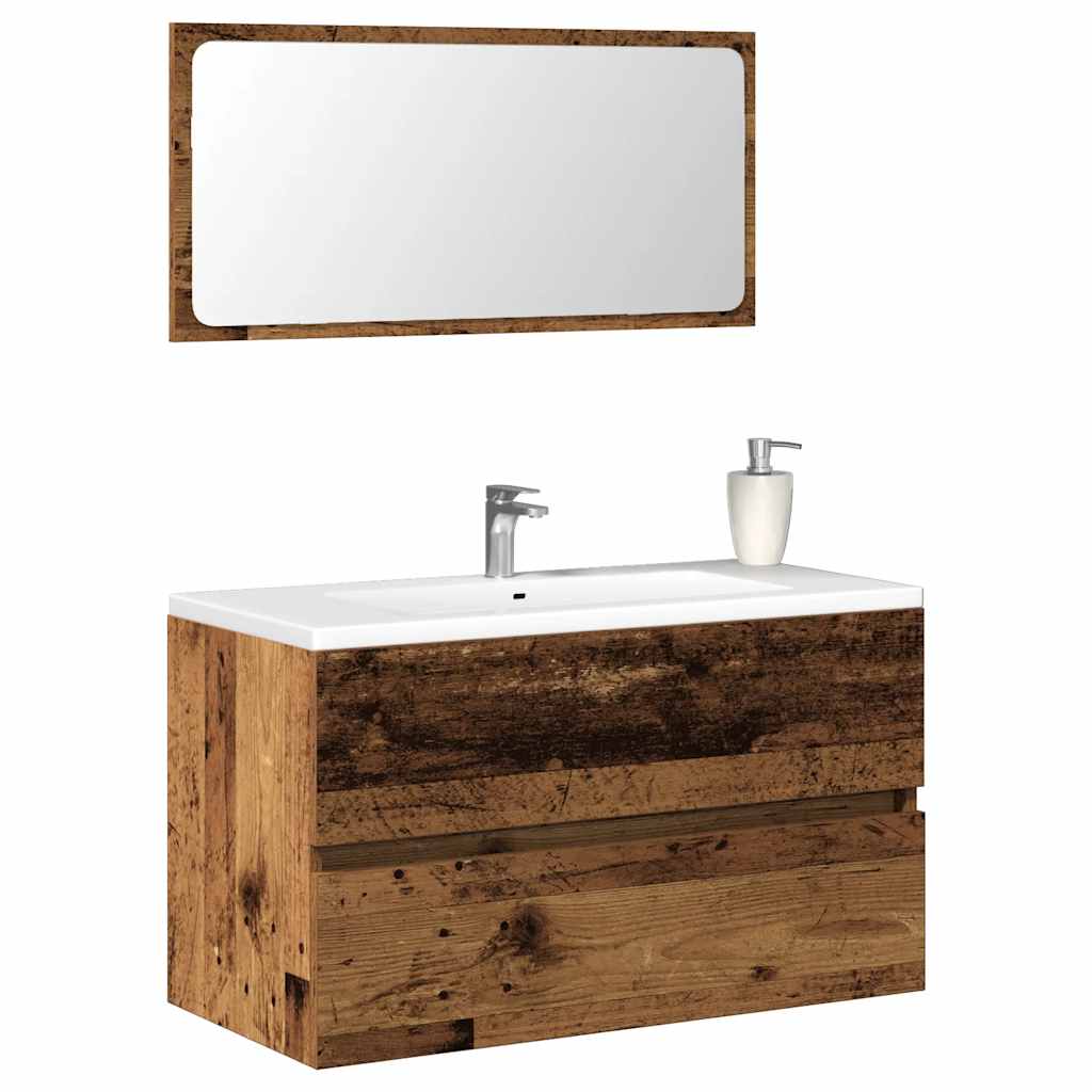 vidaXL Bathroom Cabinet with Mirror Old Wood Engineered Wood