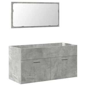 vidaXL Bathroom Cabinet with Mirror Concrete Grey Engineered Wood