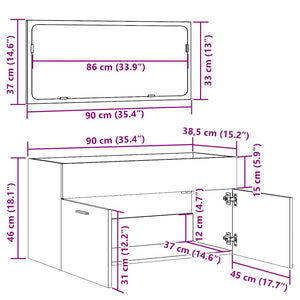 vidaXL Bathroom Cabinet with Mirror Concrete Grey Engineered Wood