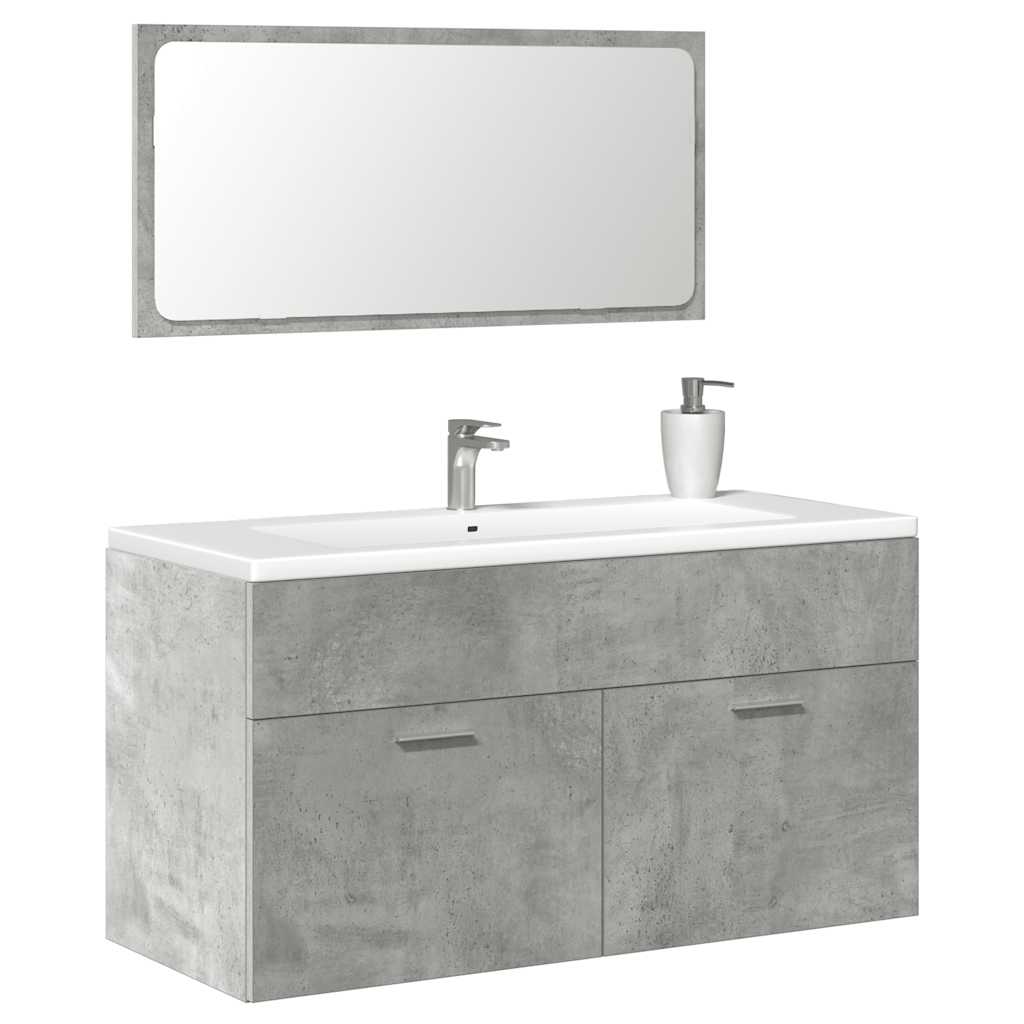 vidaXL Bathroom Cabinet with Mirror Concrete Grey Engineered Wood