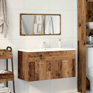 vidaXL Bathroom Cabinet with Mirror Old Wood Engineered Wood