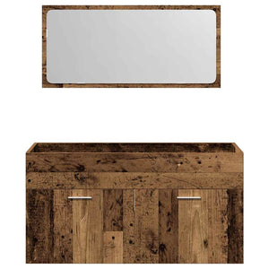 vidaXL Bathroom Cabinet with Mirror Old Wood Engineered Wood