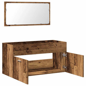 vidaXL Bathroom Cabinet with Mirror Old Wood Engineered Wood