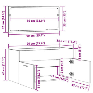 vidaXL Bathroom Cabinet with Mirror Old Wood Engineered Wood