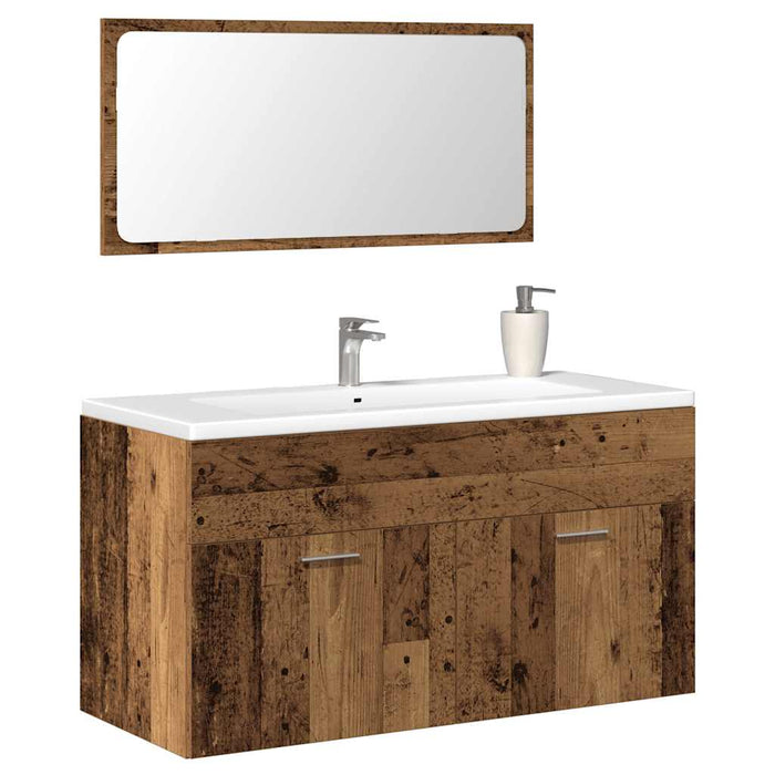 vidaXL Bathroom Cabinet with Mirror Old Wood Engineered Wood