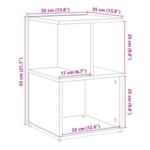 vidaXL Bedside Cabinet Old Wood 35x35x55 cm Engineered Wood