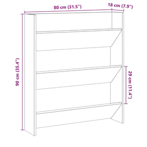 vidaXL Wall Shoe Cabinet Old Wood 80x18x90 cm Engineered Wood