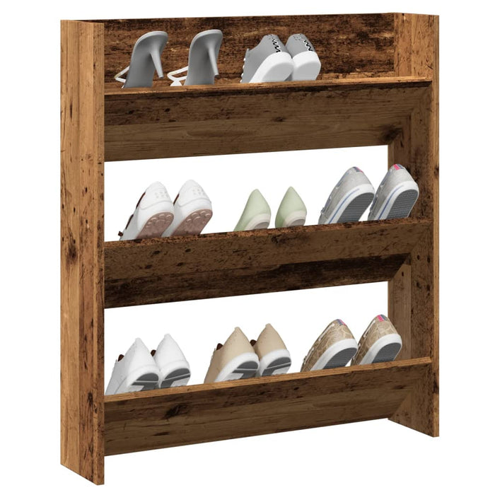 vidaXL Wall Shoe Cabinet Old Wood 80x18x90 cm Engineered Wood