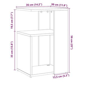 vidaXL Side Table Old Wood 36x30x56 cm Engineered Wood