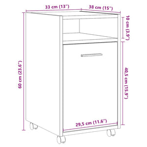 vidaXL Cabinet with Wheels Old Wood 33x38x60 cm Engineered Wood