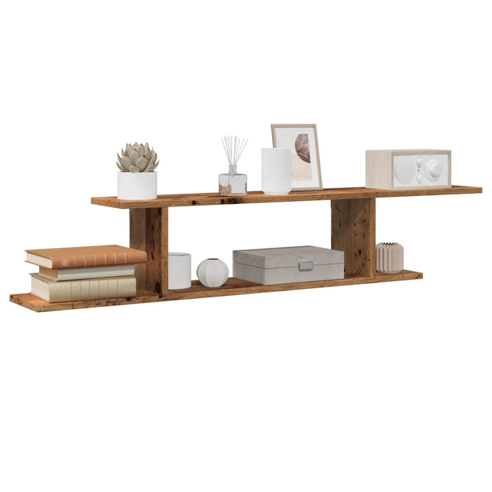 vidaXL Wall-Mounted TV Shelf Old Wood 125x18x23 cm Engineered Wood