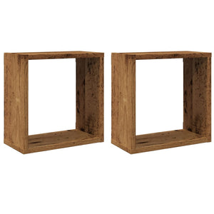 vidaXL Wall Cube Shelves 2 pcs Old Wood 30x15x30 cm Engineered Wood