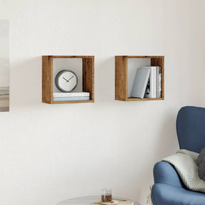 vidaXL Wall Cube Shelves 2 pcs Old Wood 30x15x30 cm Engineered Wood