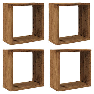 vidaXL Wall Cube Shelves 4 pcs Old Wood 30x15x30 cm Engineered Wood