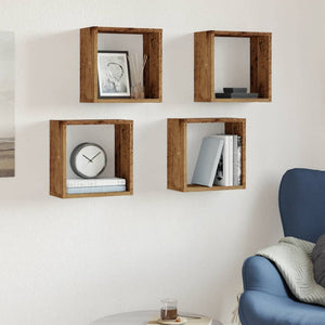 vidaXL Wall Cube Shelves 4 pcs Old Wood 30x15x30 cm Engineered Wood