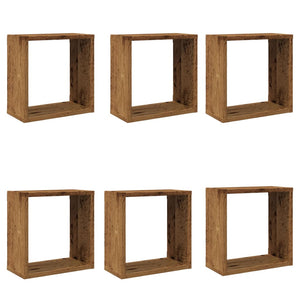 vidaXL Wall Cube Shelves 6 pcs Old Wood 30x15x30 cm Engineered Wood