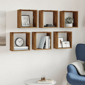 vidaXL Wall Cube Shelves 6 pcs Old Wood 30x15x30 cm Engineered Wood