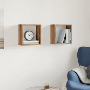 vidaXL Wall Cube Shelves 2 pcs Artisan Oak 30x15x30 cm Engineered Wood