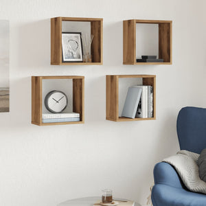 vidaXL Wall Cube Shelves 4 pcs Artisan Oak 30x15x30 cm Engineered Wood