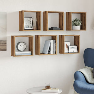 vidaXL Wall Cube Shelves 6 pcs Artisan Oak 30x15x30 cm Engineered Wood