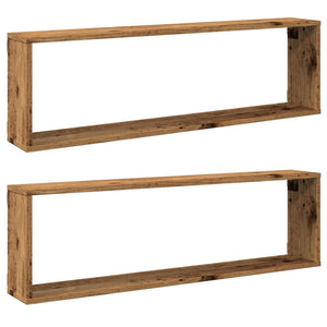 vidaXL Wall Cube Shelves 2 pcs Old Wood 100x15x30 cm Engineered Wood