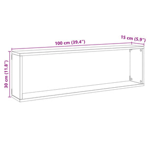 vidaXL Wall Cube Shelves 2 pcs Old Wood 100x15x30 cm Engineered Wood