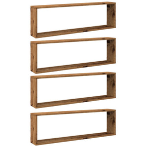 vidaXL Wall Cube Shelves 4 pcs Old Wood 100x15x30 cm Engineered Wood