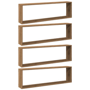 vidaXL Wall Cube Shelves 4 pcs Artisan Oak 100x15x30 cm Engineered Wood