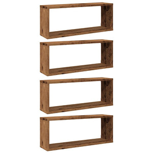 vidaXL Wall Cube Shelves 4 pcs Old Wood 60x15x23 cm Engineered Wood