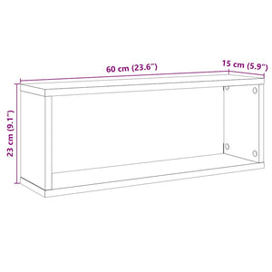 vidaXL Wall Cube Shelves 4 pcs Old Wood 60x15x23 cm Engineered Wood