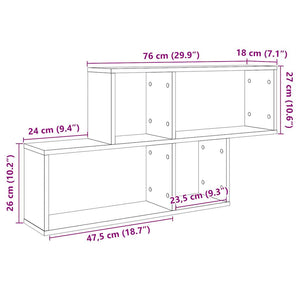 vidaXL Wall Shelf Old Wood 100x18x53 cm Engineered Wood