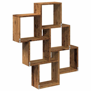 vidaXL Wall Cube Shelf Old Wood 78x15x93 cm Engineered Wood