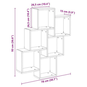 vidaXL Wall Cube Shelf Old Wood 78x15x93 cm Engineered Wood