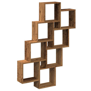 vidaXL Wall Cube Shelf Old Wood 90x15x119.5 cm Engineered Wood