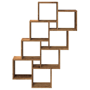 vidaXL Wall Cube Shelf Old Wood 90x15x119.5 cm Engineered Wood