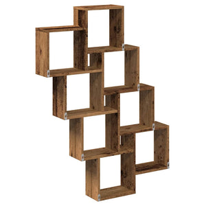 vidaXL Wall Cube Shelf Old Wood 90x15x119.5 cm Engineered Wood