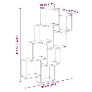 vidaXL Wall Cube Shelf Old Wood 90x15x119.5 cm Engineered Wood